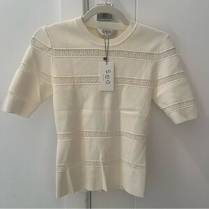 Sea New York Devon Short Sleeve Knit Tee in Cream- Size M; New with Tags